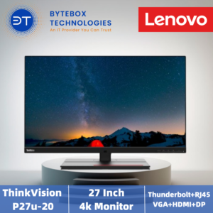 Lenovo ThinkVision P27u-20 27" 4K Monitor (3840x2160 WLED Anti-glare / Thunderbolt+RJ45+VGA+HDMI+DP/ 3Yr onsite warranty)【Bytebox】