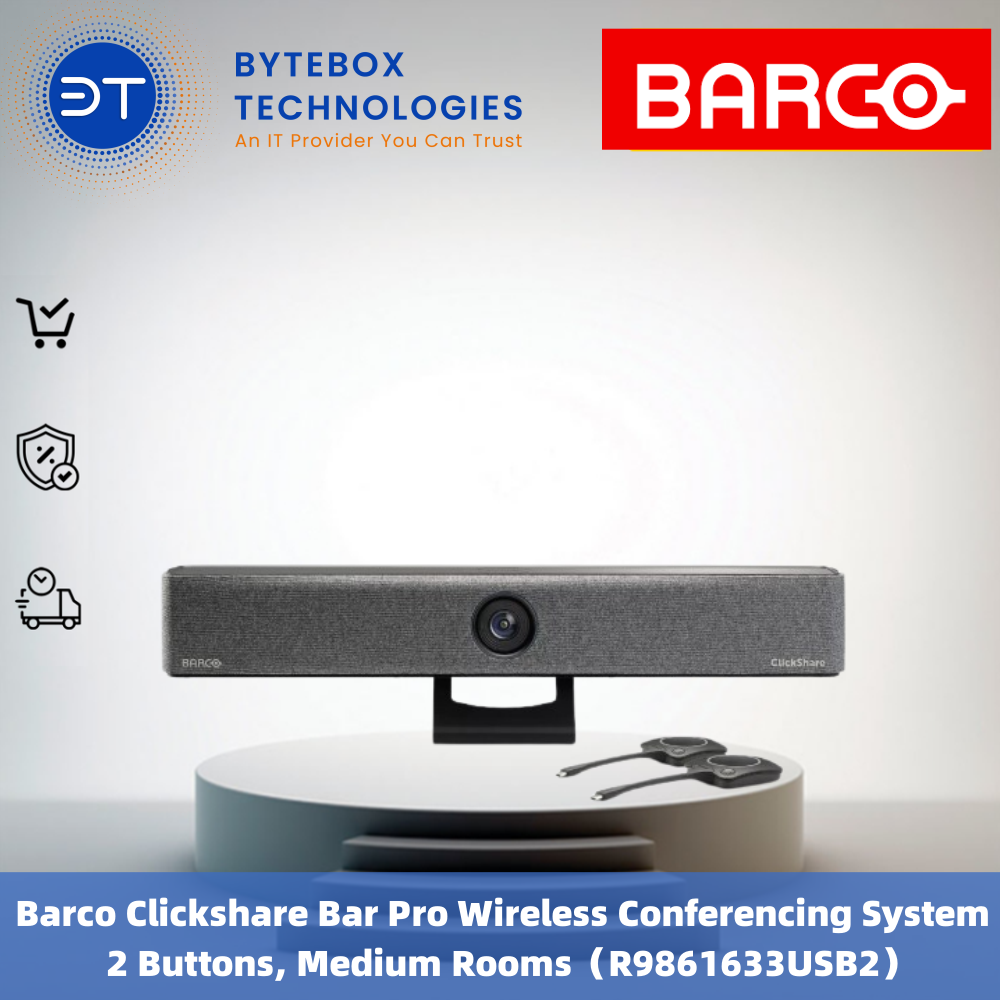 Barco Clickshare Bar Pro Wireless Conferencing System, 2 Buttons, Medium Rooms(R9861633USB2)【Bytebox】