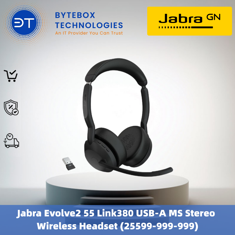Jabra Evolve2 55 Link380 USB-A MS Stereo Wireless Headset (25599-999 ...