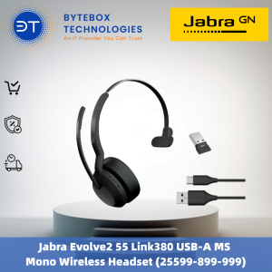 Jabra Evolve2 55 Link380 USB-A MS Mono Wireless Headset (25599-899-999)【Bytebox】