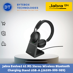 Jabra Evolve2 65 MS Stereo Wireless Bluetooth Charging Stand USB-A (26599-999-989)【Bytebox】