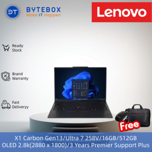 Lenovo Thinkpad X1 Carbon Gen13 Ultra 7 258V/14inch OLED 2.8k (2880 x 1800)/ 16GB/ 512GB/3 Yrs Premier Support Plus/ Free mouse+Bag【Bytebox】